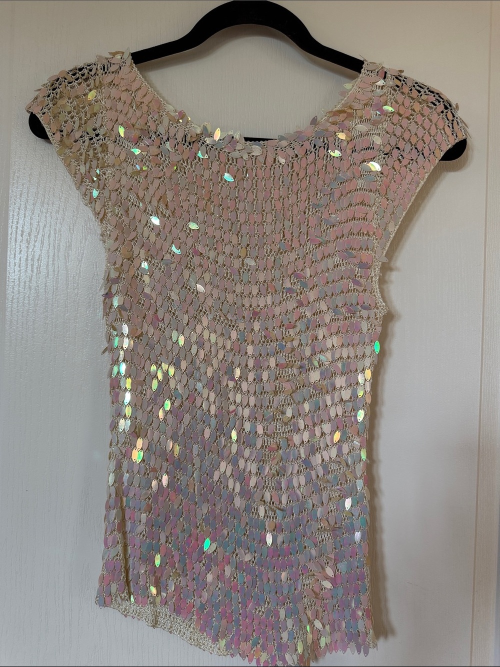 Vintage Y2K Iridescent Paillette Mesh Festival Blouse - Picture 9 of 16
